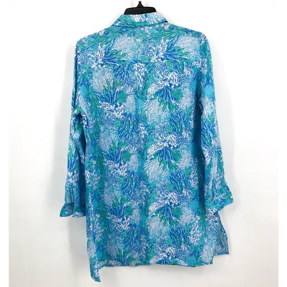 Lilly Pulitzer Sea View Swim Cover-Up M Blue Las Olas Aqua Strong Current NWT - Picture 6 of 12